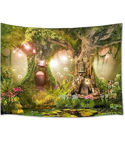 Amazon.co.jp: 妖精の森のきのこ装飾タペストリー、かわいい