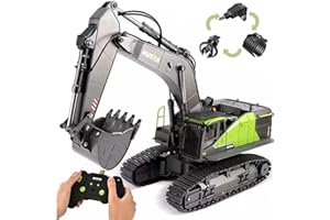 【4in1】 億騰 型 合金版 RCショベルカー ラジコン 掘削機 2.4GHz無線 22CHパワーショベル 旋回 LEDライト搭載 ミニチュア 建機 おもちゃ 砂浜 砂場用 (パーツ付きセット)