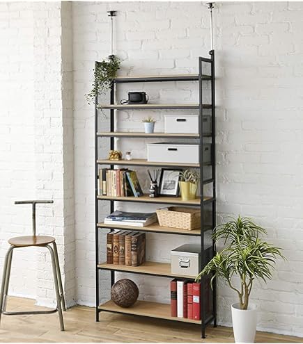 Amazon｜[山善] 本棚 (突っ張り) 大容量 スリム 全体耐荷重180㎏ 幅41