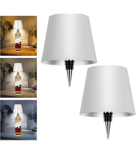 Wireless Wine Bottle Lamp Shade - RGB Bottle Light with Remote Rechargeable | Auto Timer, 15 Colors Changing & Dimmable, Linen Bottle Lampshade for Table Bedside Bedroom Bar