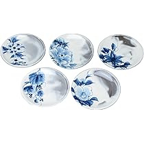 Amazon.co.jp: 京焼 清水焼 陶あん窯 4寸皿 揃 (5点セット) 染付