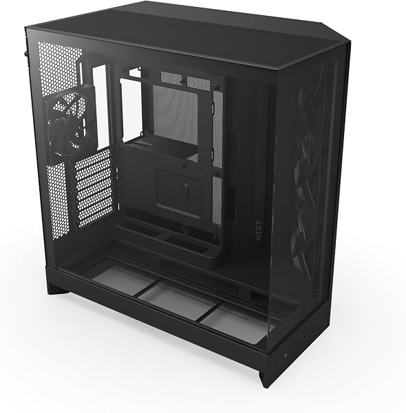 NZXT H9 Flow (2025) – Large Dual-Chamber ATX Mid-Tower Airflow PC Case – Includes 3 x 140mm & 1 x 120mm Fans – 420mm Radiator Support – Tempered Glass – Back-Connect Ready – Black - 1