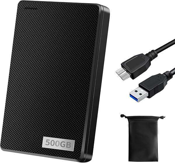 外付けハードディスク 外付けHDD 500GB テレビ録画 超高速データ転送 2.5インチ 超薄型 USB3.0に対応 /PC/Mac/PS4/XBox 携帯便利 収納袋付属 - 1