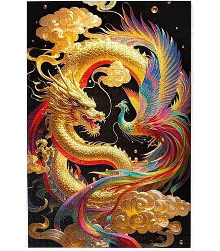 Amazon.co.jp: 1000ピース ジグソーパズル 彩雲溢雲~虹龍~【光るパズル