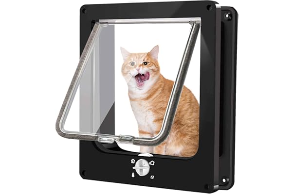 期間限定セール 猫ドア ペットドア ネコキャット用 新作 回転式ボタン 猫の扉 留守番ストレス 外飼い 散歩 取り付け簡単 冷暖房対策 猫 小型犬用 あすつく