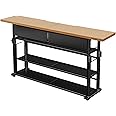 Bauhutte( バウヒュッテ ) エクステンションデスク 昇降式 モニター台 ディスプレイ スタンド ( 幅 120 × 奥行 25 cm 高さ 59~80 cm ) 木目 BHC-1200H-WD