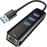 USB LAN 変換アダプター、ABLEWE 有線LANアダプター10/100/1000Mbps RJ45 ギガビット、USB3.0*3拡張 5Gbps高速データ 転送 [Windows10/8.1/Mac/Linux/Surface Pro/Chr