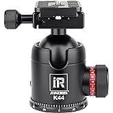 INNOREL 自由雲台 ボール雲台 微動雲台 低重心 最大耐荷重 25kg ボールヘッド直径 44MM 強化 CNC アルミ合金 360度回転 パノラマ 3/8"ネジ 1/4"ネジ クイックシュー付き 三脚 一脚 一眼レフ 撮影 DSLR ビデオカ