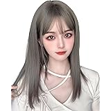 Limakaraウィッグ ミディアム ストレート自然 カツラ フルウィッグ セミロング レイヤー レディース かつら 女性 小顔 人気 耐熱 wig 原宿 ネット/櫛付き (アッシュグレー)