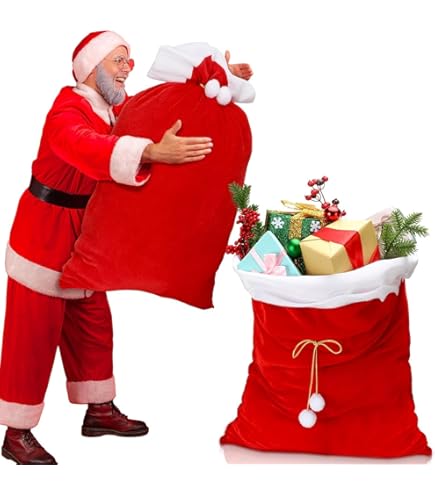 Amazon | MAKE CHEERFUL サンタクロース 袋 クリスマス サンタ 袋 赤