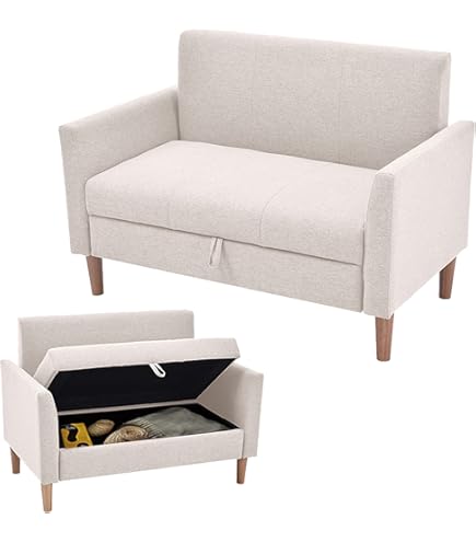 Amazon｜ソファー 2人掛け ソファ 収納付き クッション4個付き 金属脚