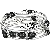 FULU AUTUMN Stackable Beaded Bracelets for Women Boho Wrap Silver Bracelet Layered Fashion Jewelry Gifts for Her