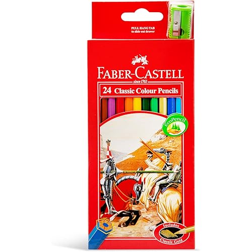 Faber-Castell Classic Colour Pencil 24 Pack with Sharpener, (16-115854)