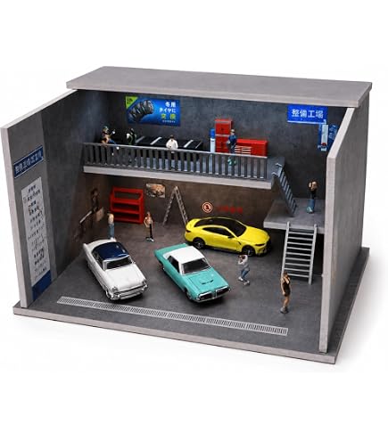 Amazon.co.jp: 1/64 ジオラマ 2段ガレージディスプレイケース 1:64