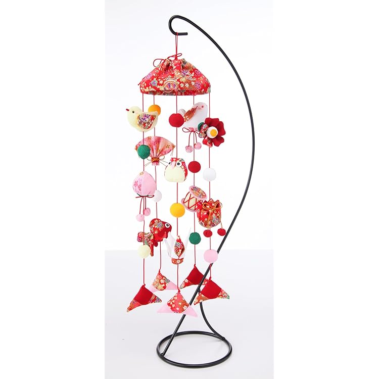 Amazon.co.jp: つり台L・綿20g付き「傘宝つるし雛5本飾り」（赤