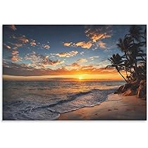 Amazon.co.jp: 絵画 夕暮れの海とビーチインテリア 絵画 魅惑的