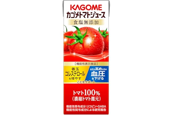 Kagome Tomato Juice, Salt Free, 7.8 fl oz (200 ml) Paper Pack x 24 Bottles (Lycopene, GABA, Blood Pressure, Good Cholesterol)