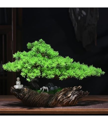 Amazon.co.jp: 高級模造迎客松盆栽 置物 禅意迎客松盆栽装飾品 花芸術