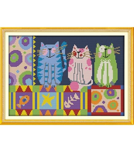 動物刺繍とパターン Amazon | OWN4B クロスステッチ刺繍キット図案印刷、11ct
