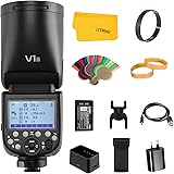 Godox V1 V1-S Round Head Flash Speedlite for Sony, 76Ws 2.4G 1/8000 HSS TTL Flash Speedlight 1.5s Recycle Time, 2600mAh Li-io