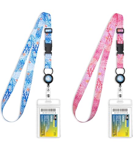 Teskyer 3 Pack Retractable Lanyards For ID Badges, Thick Clear Plastic