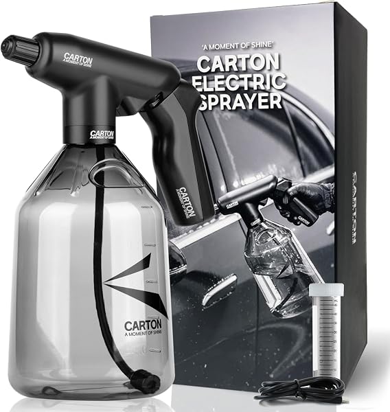 CARTON 【公式】 POWER GRIP 電動オートスプレー 『細部まで極まる』 IPX7防水 2.5L 高圧ミスト噴射 洗車/鉄粉除去/湿式コーティング 対応 溶剤耐性 扇形ノズル(別売) カスタマイズ 脱着式バッテリー共用システム 特許取得 PSE認証 Type-C充電式 軽量 静音 洗車プロ仕様 日本語説明書付 (ブラック) - 1