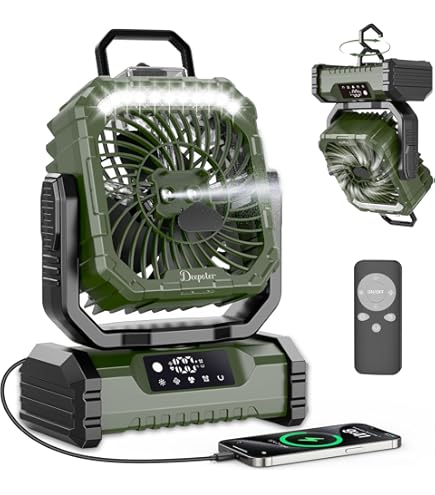 【6色LEDライト・電力量&風量LEDデジタル表示】キャンプ 扇風機 アウトドア 充電式 DCモーター コードレス 20000MAH 最大65時間連続使用 風量4段階調節 パワフル送風 自動首振り リモコン付き … Amazon | 【6色LEDライト・電力量&風量LEDデジタル表示】キャンプ