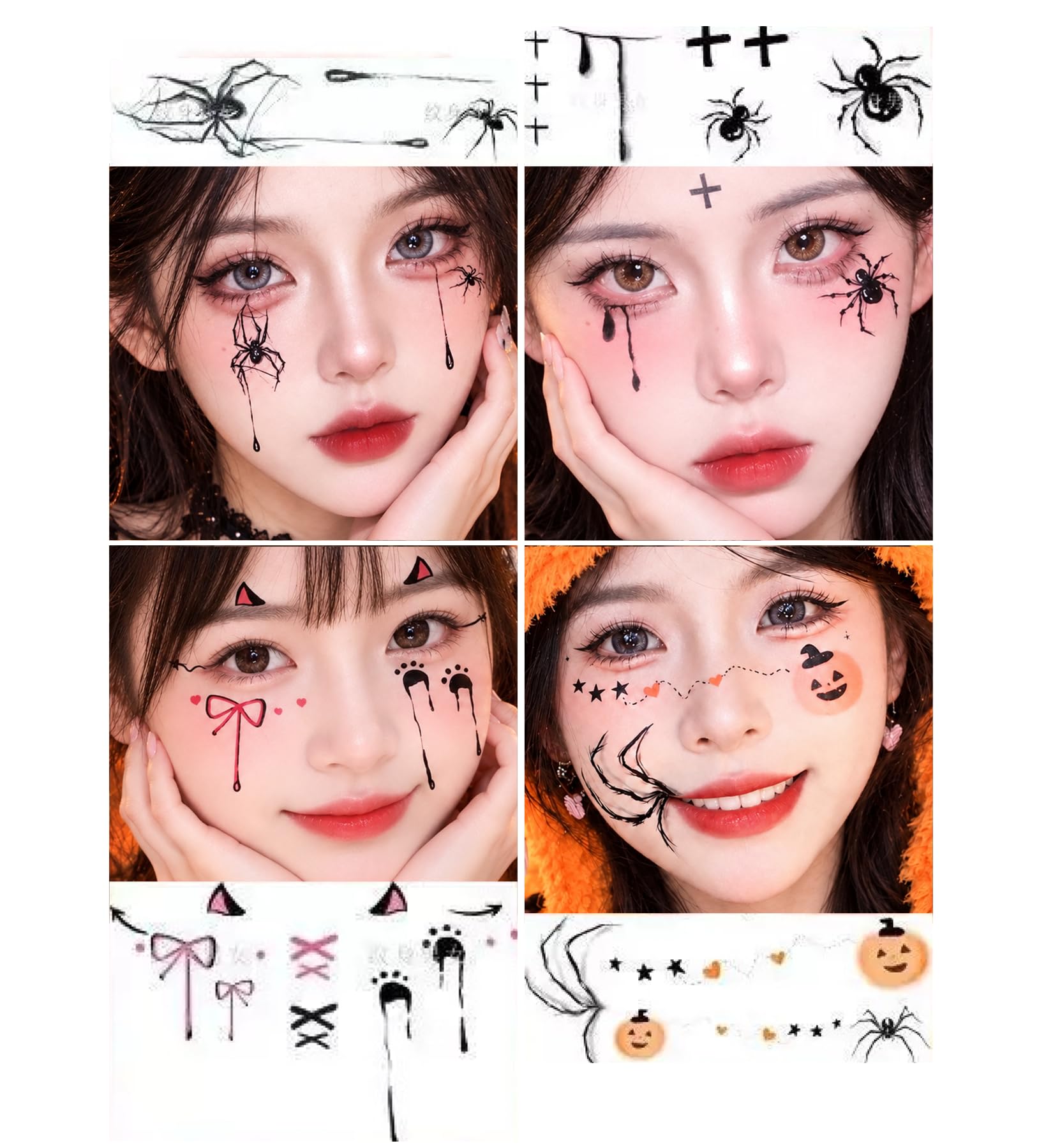 ハロウィン タトゥーシール 顔 【貼って完成!簡単ホラーメイク】 可愛い フェイス 傷 かぼちゃ 傷シール ハロウィン タトゥー 仮装 ホラーメイク Type B