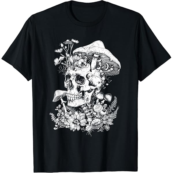Amazon | スカルアートグラフィックテキストモチーフドクロ Tシャツ