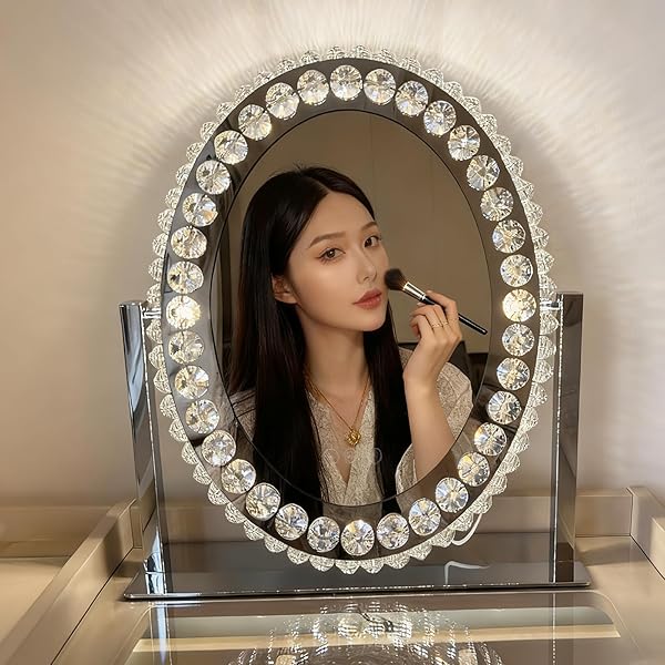 Amazon | 女優ミラー おしゃれ クリスタル 三色 無段階調光 LEDライト