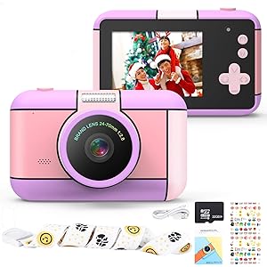 子供用デジタルカメラ トイカメラ キッズ デジカメ 前後2400万画素 1080P録画 連写 写真 タイマー撮影 自撮り…