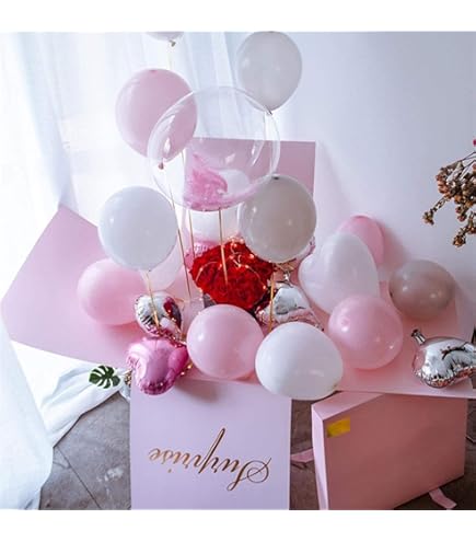 Amazon | FAMULIA サプライズボックス 風船付 ピンク バルーンセット