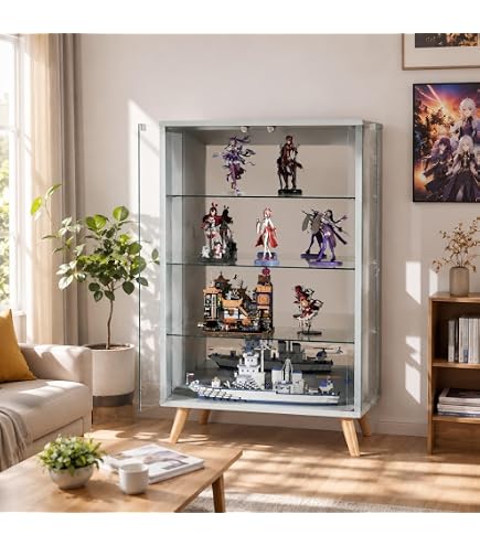 【幅60*奥行43*高さ88CM グレー】コレクションケースコレクションシェルフ Amazon.co.jp: コレクションシェルフ ワイド大容量 ガラスディスプレイ