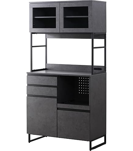 Amazon.co.jp: KAGUCOCO 食器棚 レンジ台 完成品 [ナポリ 幅90(88.8)cm