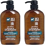 熊野油脂 馬油 ノンシリコン リンスインシャンプー ６００ｍＬ 2本セット
