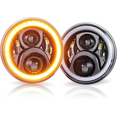 LEDリング付きヘッドライト左右セット Amazon | Lezalic 7インチ ヘッドライト led 左右 2個