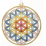 フラワー オブ ライフ ステンド グラス スタイル オーナメント 80mm オリジナル flower of life 生命の花 神聖幾何学模様 浄化