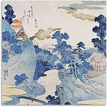 Amazon.co.jp: 絵画 富士の雪インテリア 絵画 青い絵 日本の木