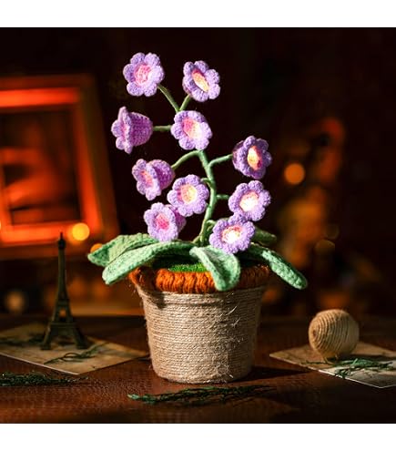 Amazon.co.jp : Forvermand スズランランプ、かぎ針編みの造花、小さな
