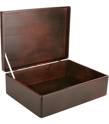 LUSH & STYLE Acacia Wood Box, Keepsake With Hinged Lid And Locking Key Decorative Memory Treasure Wooden Storage Box Wooden Gift Box Divider Model 11lx 9wx 5h In - View #13