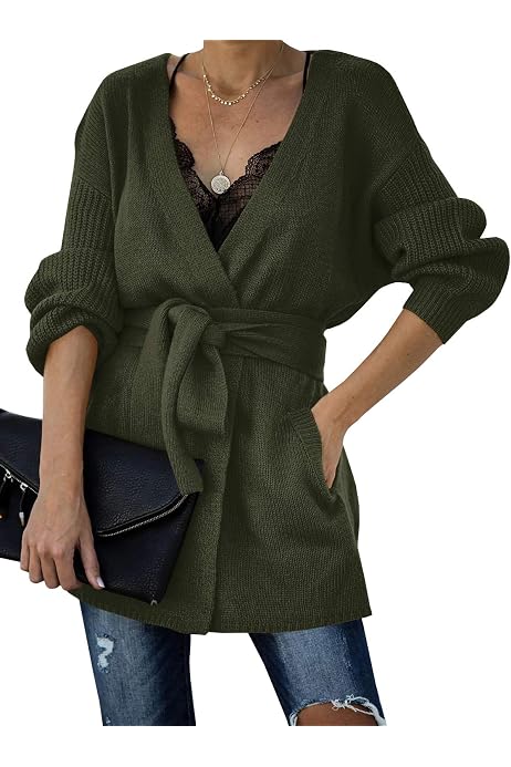 Sleeve Wrap Belted Cardigan 