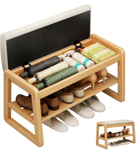 Amazon.co.jp: 玄関ベンチ シューズラック 下駄箱 3段 長さ80cm×幅30cm 