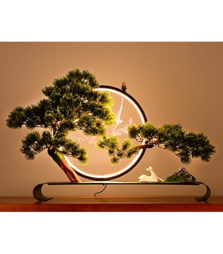 Amazon｜新しい中国の禅仏飾り、人工屋内植物、家の装飾ギフト、LED
