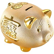 Amazon.co.jp: EINEY ブタ 貯金箱 ゴールド 金色 開運 金運 運気 