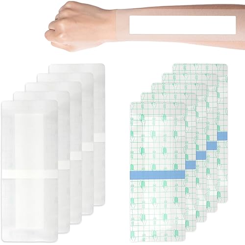 Large Sterile Wound Dressing Pads, 10 Pcs of 10x25cm Large Waterproof Adhesive Bandages, Absorbent Non-Woven Gauze for Post-S