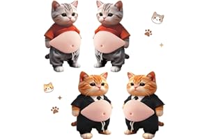 GOKEI ぷにぷに おなか シール お腹 3D 立体 ステッカー スクイーズ 猫 犬 癒し 柴犬 三毛猫 柔らかい もちもち デコシール ストレス解消 グッズ 車 スマホケース デコレーション ぽっちゃり クッションステッカー ぷっくりお腹 ドアガード 壁 衝突防止 猫2組(4点セット)-B