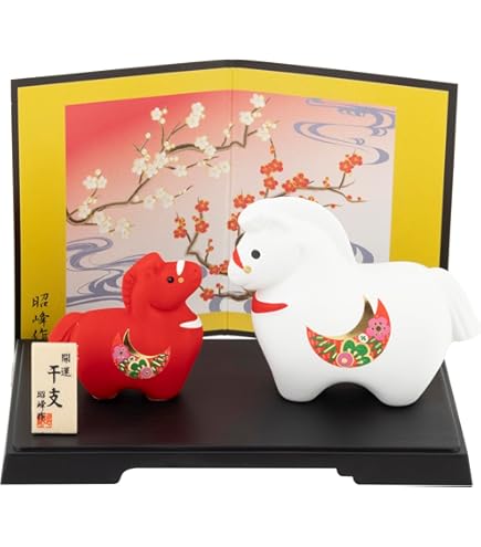 Amazon.co.jp: 日本の馬の干支の置物2026 ETO 日本発祥 置物 陶器