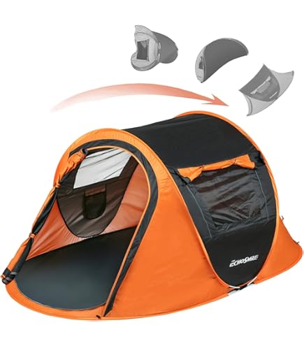 Amazon.co.jp: AYAMAYA テント 2ルーム 前室付き トンネルテント 2-4人