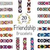 iShyan Woven Friendship Bracelets 20 Pcs Braided Bracelets Handmade Colorful Adjustable String Bracelets