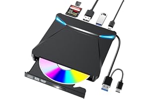 DVDドライブ 外付け 【2024新モデル・6In1多機能】 薄型 ポータブルドライブ DVDドライブ typeC/USBポート 静音 高速 軽量 スリム コンパクト TFカード/SDカード/CD/DVD読取・書込 デスクトップパソコン対応 日本語取